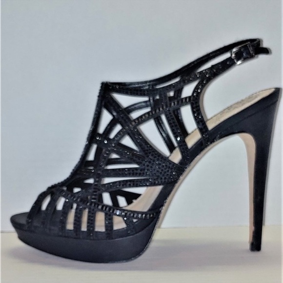 Vince Camuto Shoes - Black glitz Vero Cuoio Black Leather Heel black shiny size 9 Vince camuto heels